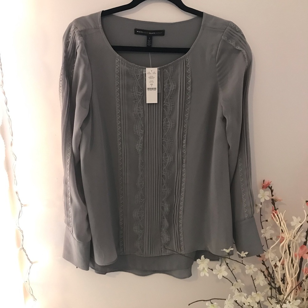 Size 2 White House Black Market Grey Blouse